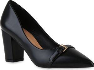 VAN HILL Damen Spitze Pumps Schnallen Absatzschuhe Schuhe 841477, Farbe: Schwarz, Größe: 36 VAN HILL Damen Spitze Pumps Schnallen Absatzschuhe Schuhe 841477, Farbe: Schwarz, Größe: 36