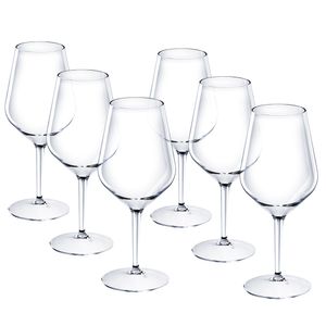 DoimoFlair Weingläser aus Kunststoff bruchsicher Weinbecher Sektgläser Plastik Transparent 47 cl. Set 6 Stück