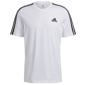 adidas T shirt Herren Rundhals im 3 Streifen Design, Größe:L, Farbe:Weiß