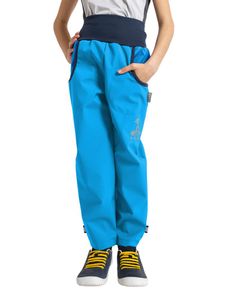 unuo softshellové nohavice s fleecom Turquoise + reflexný obrázok Eugene (Softshellové nohavice pre deti) - 104/110