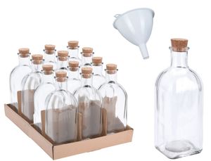 12x Apotheker Glas Flaschen 500ml inkl. Trichter Korkverschluss Korken Oelflaschen Glasflasche Leer