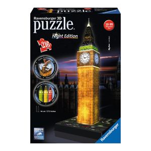RAVENSBURGER Osvetlené 3D puzzle Night Edition Big Ben 216 dielikov