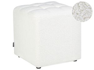 BELIANI Pouf Hocker Weiß Bouclé-Stoffbezug Gesteppt Quadratisch 38 x 38 cm Modern Sitzhocker für Flur Wohnzimmer Garderobe Schlafzimmer Kinderzimmer