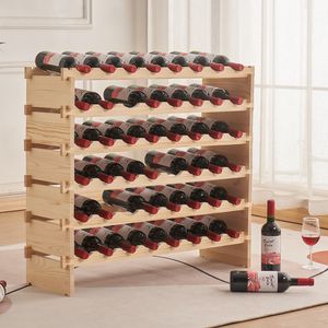 Weinregal Weinständer Flaschenregal mit 6 Ebenen für 48 Flaschen Weinregal Weinhalter 90x30x81cm