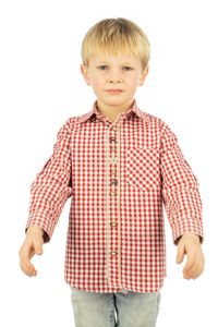 OS Trachten Kinder Hemd Jungen Langarm Trachtenhemd mit Liegekragen Inseyo, Größe:98/104, Farbe:mittelrot