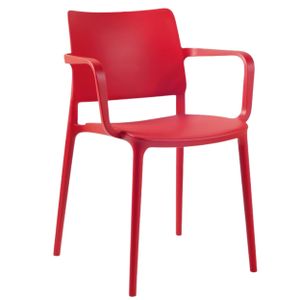 PAPATYA 1er-Set Kunststoffstuhl Joy-K mit Armlehnen I Designstuhl mit Einer Belastbarkeit von 200 kg (Rot)