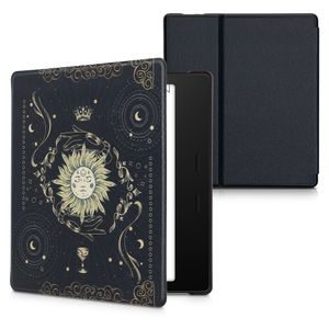 kwmobile Klapphülle kompatibel mit Amazon Kindle Oasis 10. Generation Hülle - eReader Case - Tarot Karten Dunkelblau Gelb Schwarz