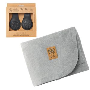 Cloby Bundle aus Leather Clips + Globy Sun Protection Blanket, Cloby Farben:Stone Grey, Cloby Clip:Black/Grey