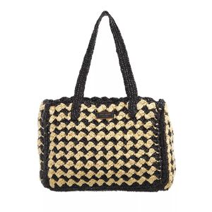 Kate Spade New York High Tide Striped Crochet Raffia Shopping Bag Black Multi