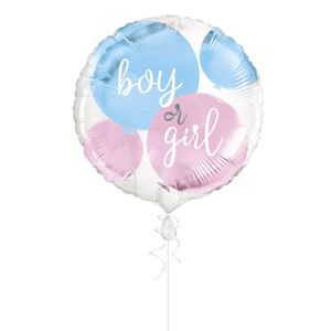 Unique Party - Rund - Folienballon, Gender Reveal - Folie SG22779 (Einheitsgröße) (Blau/Pink/Weiß)