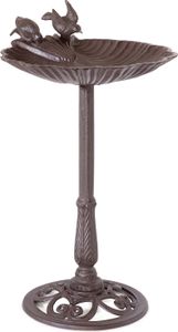 Moritz Vogeltränke 78cm hoch braun Gusseisen massive Wildvogeltränke für Garten Vogelbad mit Ständer antikes Design