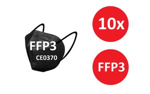 10x Stück - FFP3 Atemschutz Masken Schwarz - BLACK - mit Nasenpolster