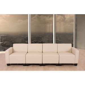 Modular 4-Sitzer Sofa Couch Lyon, Kunstleder  creme