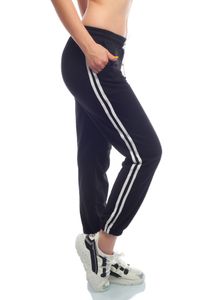 Bongual ® Trainingshose Jogginghose Damen Relaxhose Sporthose mit Streifen Baumwolle-Mix 38/M schwarz