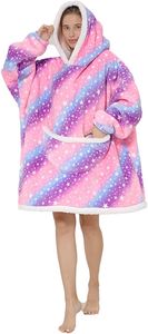 ASKSA Übergroße Sherpa Hoodie für UniDecke Sweatshirt Warme Plüsch Fleece tragbare Decke Mit Taschen, Mehrfarbig 3