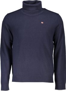 Herrenpullover Blau - Langarm, Hoher Kragen & Stickerei-Details, Größe: XL Farbe: Blu