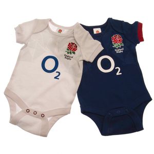 England RFU - "2023-2024" Body pre bábätká (2-pack) TA11054 (9-12 mesiacov (dieťa)) (biela/navy blue)