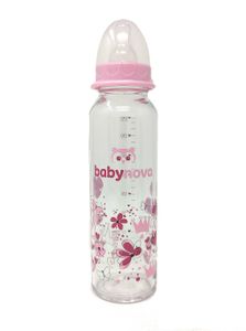 Baby-Nova Babyflasche Schmalhals mit rundem Sauger Silikon (240ml Rosa)