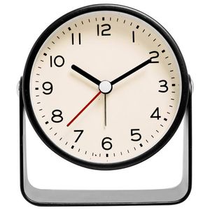 Wecker Analog Metallsockel,geräuschlos ohne Ticken Nachttisch-Wecker ,Tischuhr mit verstellbarem Winkel,aus Metall/Glas,modernes Design (schwarz)