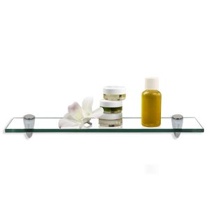Yakimz Glasablage Glasregal ideal für Bad, Dusche und zur modernen Dekoration mit Halterung aus Edelstahl  8 mm 50x10 cm Klarglas