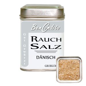 Rauchsalz Dänisch 140g Dose -  über Buchenholz geräuchertes Salz