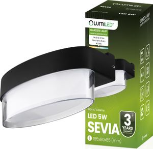Lampa Elewacyjna LED Zewnętrzna Ścienna Kinkiet Ogrodowy Ciepła 4000K 5W IP54 SEVIA Czarna LUMILED