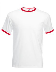 Ringer Herren T-Shirt - Farbe: White/Red - Größe: L