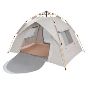 Pop-up stan s okny ze síťoviny Ochrana proti UV záření Rodinný kempinkový stan khaki pro 2-3 osoby