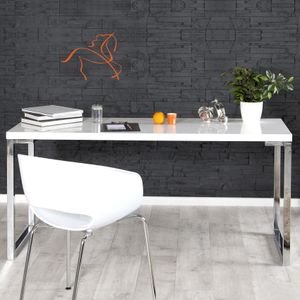 cagü: Design Schreibtisch [OXFORD] Weiß Hochglanz  160cm x 60cm