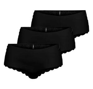 ONLY Damen Spitzen Slips | 3-er Stück Pack Low Hipster Unterhosen | Nahtlose Unterwäsche Panty ONLCHLOE, Farben:Schwarz, Größe:XL