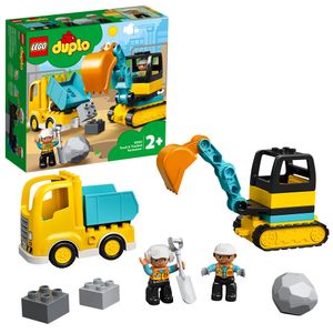 LEGO 10931 DUPLO Bagger und Laster Spielzeug mit Baufahrzeug für Kleinkinder ab 2 Jahren, Förderung der Feinmotorik, Kinderspielzeug