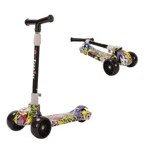LED Kinder Roller Scooter Klappbar Höheverstellbaren 3 Räder für Kinder 2-8 Jahre in Graffiti