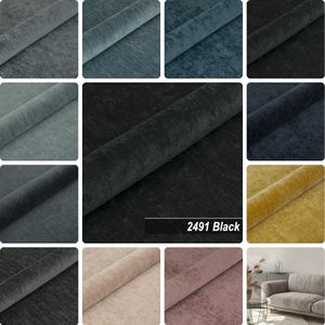 Möbelstoff Polsterstoff | ROSE LAND 2491 | Meterware Möbelstoff Velours Chenille-Stoff | Black
