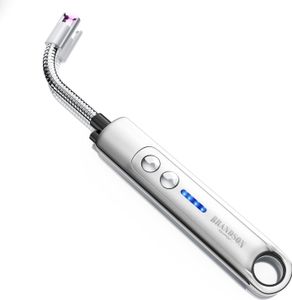 Brandson Lichtbogen Feuerzeug, Stabfeuerzeug, Feuerzeug elektrisch, USB Feuerzeug aufladbar, Kerzenanzünder mit LED Batteriestandsanzeige, für Küche, Kerzen, Gasherde, Grill
