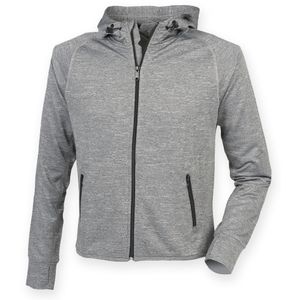 Tombo Teamsport Unisex Hoodie mit Reißverschluss / Kapuzenjacke mit reflektierendem Band RW4453 (XS) (Grau meliert)