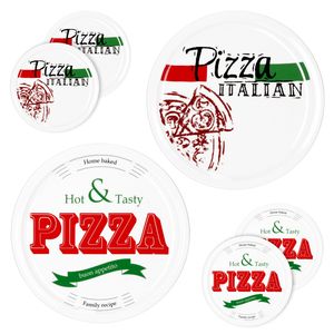 6er Set Pizzateller Pizza Italian & Hot and Tasty Ø 30cm weiß Pizza XL-Teller