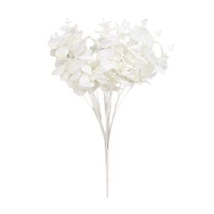 20 větví 18,5 \" Květiny Umělé eukalyptové stonky kytice Eukalyptové listy pro stolní vázu Svatební stolní dekorace DIY květinová dekorace Barva bílá