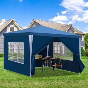 Pavillon Camping Festzelt Wasserdicht Partyzelt Stabiles hochwertiges 3x3m Blau