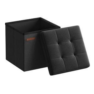 SONGMICS 30 cm Sitzbank mit Stauraum, klappbare Sitztruhe, Aufbewahrungsbox, Fußbank, basisschwarz