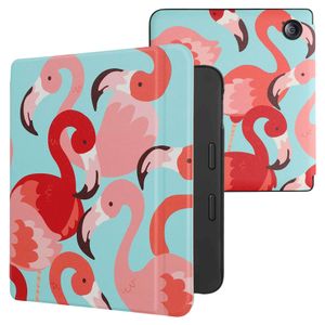 kwmobile Klapphülle kompatibel mit Tolino Vision 6 Hülle - eReader Case - Flamingos Pink Rosa Rot