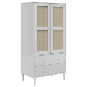 vidaXL Kleiderschrank SENJA Rattan-Optik Weiß 90x55x175 cm Kiefernholz