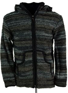 Strickjacke, Wolljacke, Nepaljacke Batik Schwarz - Modell 24, Herren, Wolle, Größe: S Strickjacke, Wolljacke, Nepaljacke Batik Schwarz - Modell 24, Herren, Wolle, Größe: S