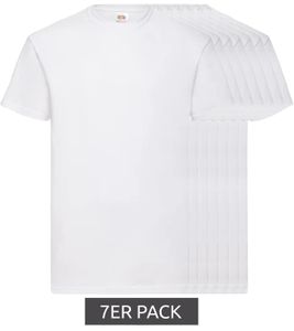 7er Pack FRUIT OF THE LOOM Herren Rundhals-Shirt Baumwoll-T-Shirt 7933457 Weiß, Größe:M