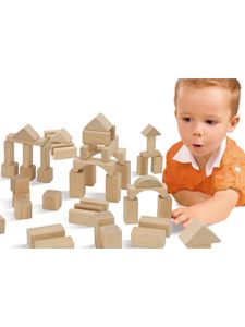 Eichhorn 100010141 100 naturfarbene Holzbausteine in der Aufbewahrungsbox mit Kordel und Sortierdeckel, für Kinder ab 1 Jahr