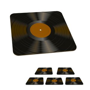 MuchoWow® MuchoWow® Glasuntersetzer Quadratisch 6er Set Vinyl - LP - Schallplatten - Braun 10x10 cm Untersetzer für Gläser - Getränkeuntersetzer - Tischplattenschutz - Tischuntersetzer für Tassen Tisc
