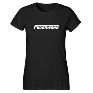 Huuraa Damen T-Shirt Feuerwehr langes F Bio Baumwolle Fairtrade Oberteil Größe M Black mit Motiv für Lebensretter