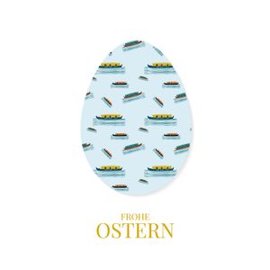 Elegant schöne Osterkarte mit Booten Osterei: Frohe Ostern