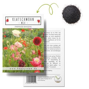 Klatschmohn Samen (Papaver rhoeas) - Wunderschön blühende Mohnblumen mit langer Blütezeit für eine bunte Blumenwiese (Mix)