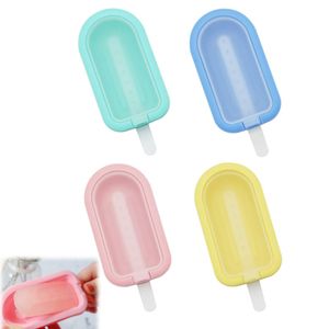 Eisformen, 4 Stück Eisformen Silikon, Verschiedenfarbig Popsicle Formen Set, Eiscreme Formen DIY Ideen mit Deckel und Sticks