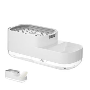 Seifenspender Küche Spülmittelspender Pumpe Seifenspender mit Schwammhalter Spülmittelspender WiederbefüllbarWhite